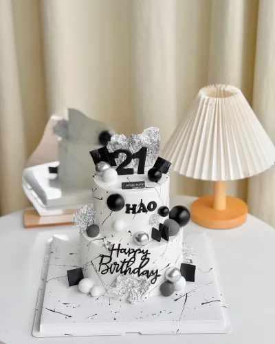Custom 21st birthday cake with Vanilla cake layers / chocolate cake layers
