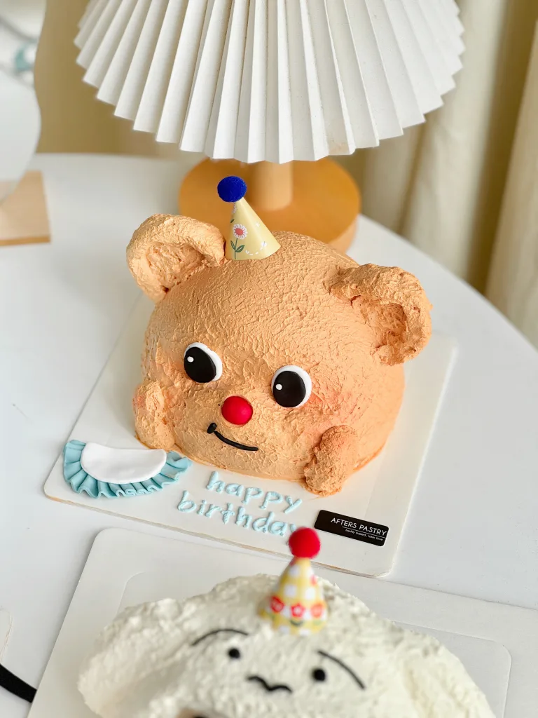 Teddy bear customized cake with buttercream frosting