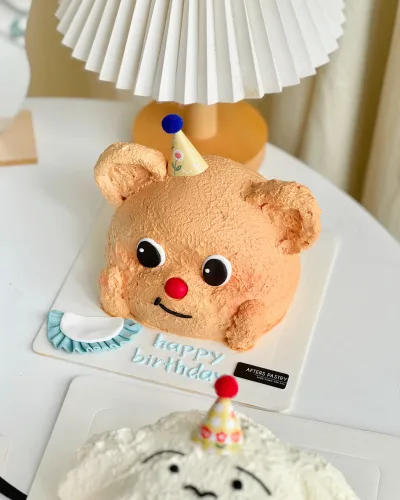 Teddy bear customized cake with buttercream frosting