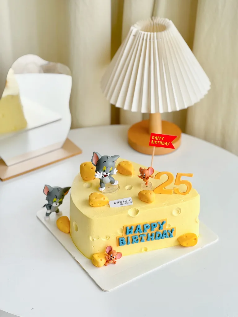 Tom and Jerry Cake Johor Bahru cartoon theme birthday cake with vanilla, chocolate, matcha, hojicha, and black sesame flavours