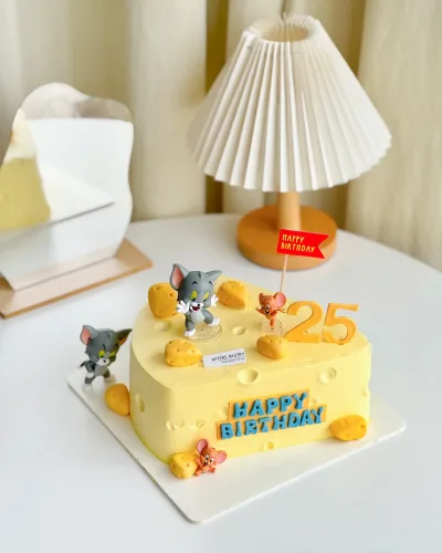 Tom and Jerry Cake Johor Bahru cartoon theme birthday cake with vanilla, chocolate, matcha, hojicha, and black sesame flavours