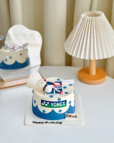 Badminton Sports Cake Johor Bahru sports theme birthday cake with vanilla, chocolate, matcha, hojicha, and black sesame flavours