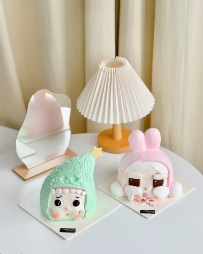 Crybaby Cake Johor Bahru cartoon themed birthday cake with vanilla, chocolate, matcha, hojicha, and black sesame flavours