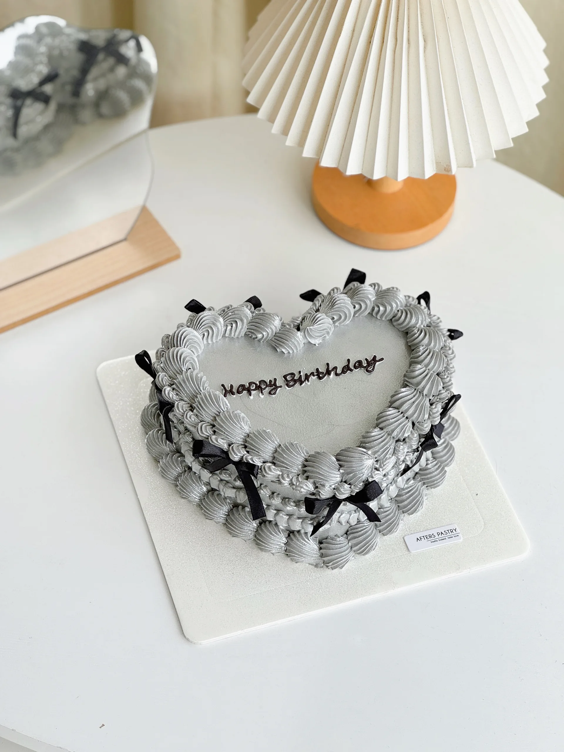 Hearty vintage cake with pastel piping design Afters Pastry Malaysia