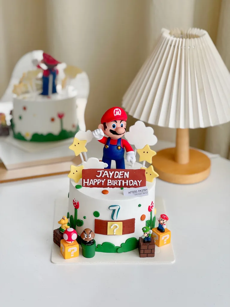 Super Mario birthday cake with colourful gaming theme design | Afters Pastry