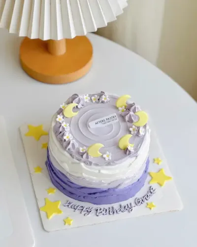 Starry Moon Purple cake by Afters Pastry with moon and star design