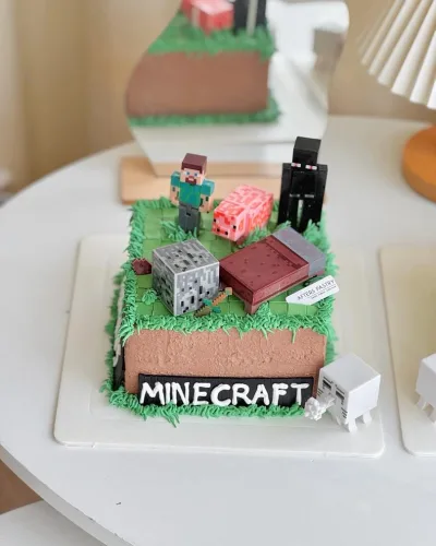 minecraft cake game cream cake by Afters Pastry with pixel block design